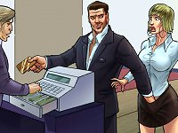 Dirty office slut pussy teased on public in exciting anime sex games