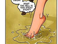Curvaceous blonde cutie is waiting for the action in cartoon black sex comics